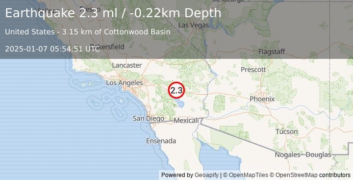 Earthquake 26 km NE of Thermal, CA (2.3 ml) (2025-01-07 05:54:51 UTC)