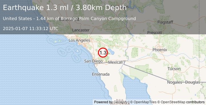 Earthquake 5 km W of Borrego Springs, CA (1.3 ml) (2025-01-07 11:33:12 UTC)