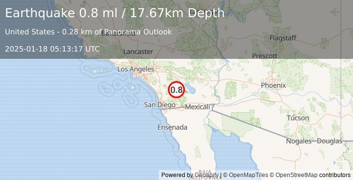 Earthquake 4 km WNW of Borrego Springs, CA (0.8 ml) (2025-01-18 05:13:17 UTC)