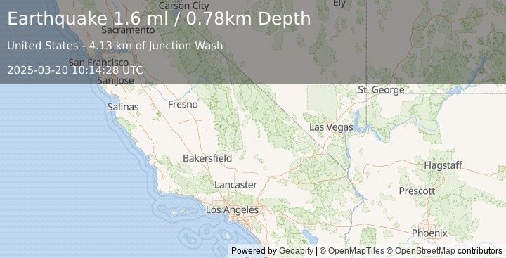 Earthquake 33 km ENE of Coso Junction, CA (1.6 ml) (2025-03-20 10:14:28 UTC)