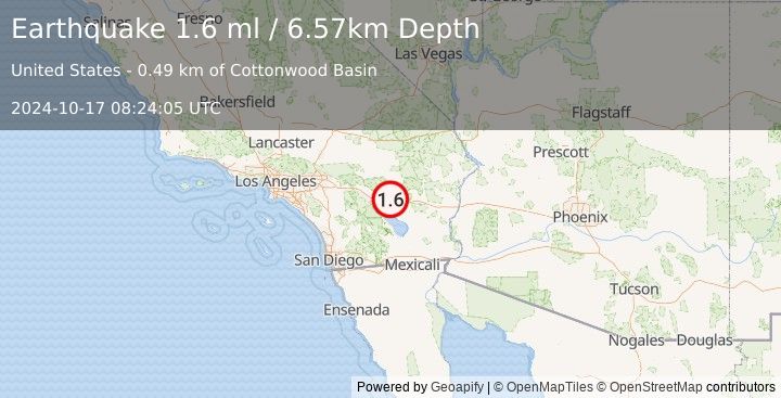 Earthquake 24 km ENE of Thermal, CA (1.6 ml) (2024-10-17 08:24:05 UTC)