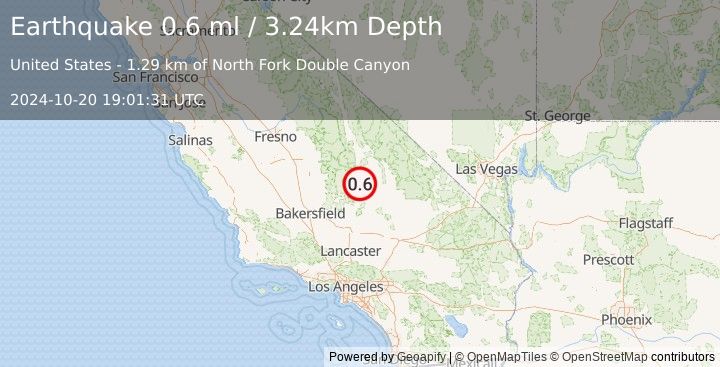 Earthquake 4 km SSW of Little Lake, CA (0.6 ml) (2024-10-20 19:01:31 UTC)