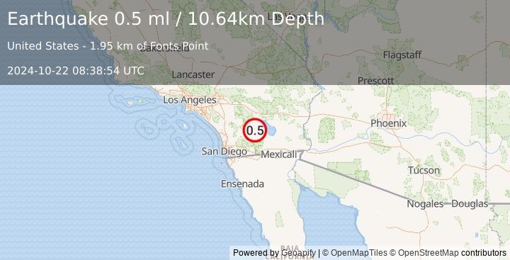 Earthquake 15 km E of Borrego Springs, CA (0.5 ml) (2024-10-22 08:38:54 UTC)