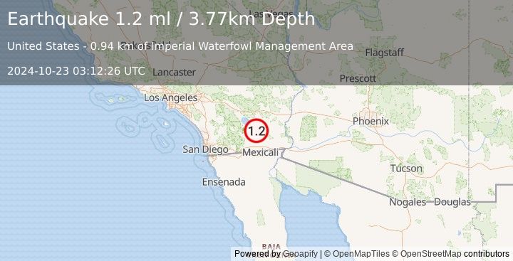 Earthquake 8 km WSW of Niland, CA (1.2 ml) (2024-10-23 03:12:26 UTC)