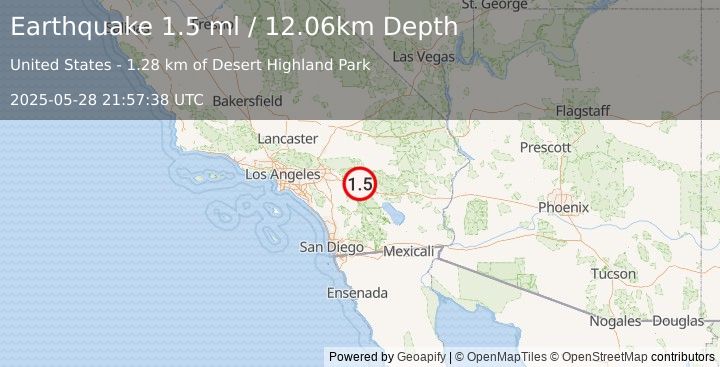 Earthquake 3 km S of Garnet, CA (1.2 ml) (2025-05-28 21:57:39 UTC)