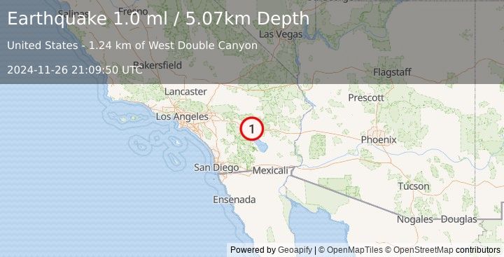 Earthquake 13 km ENE of Coachella, CA (1.0 ml) (2024-11-26 21:09:50 UTC)