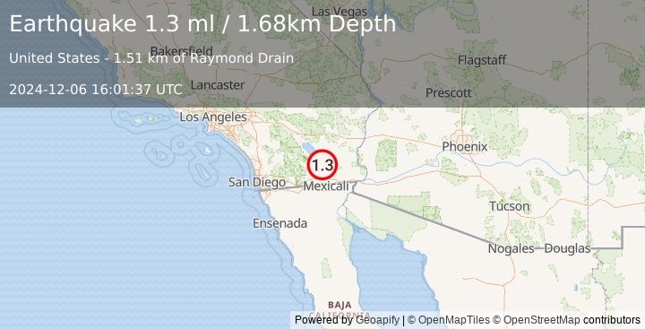 Earthquake 7 km NE of Westmorland, CA (1.3 ml) (2024-12-06 16:01:37 UTC)