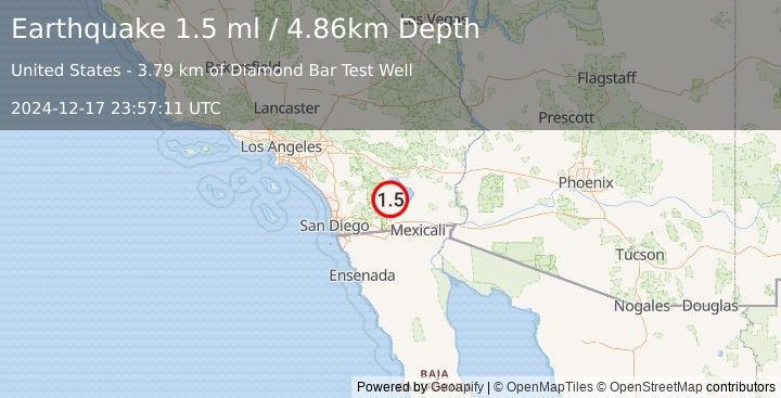 Earthquake 10 km ENE of Ocotillo Wells, CA (1.5 ml) (2024-12-17 23:57:11 UTC)