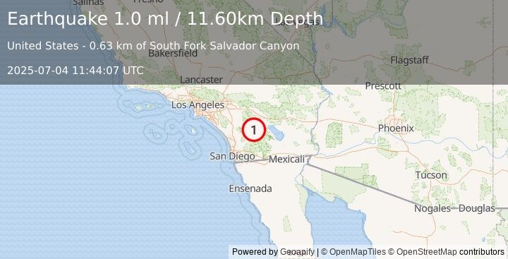 Earthquake 16 km NNW of Borrego Springs, CA (0.7 ml) (2025-07-04 11:44:06 UTC)