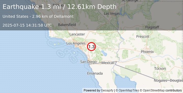 Earthquake 7 km ENE of San Jacinto, CA (1.2 ml) (2025-07-15 14:31:59 UTC)