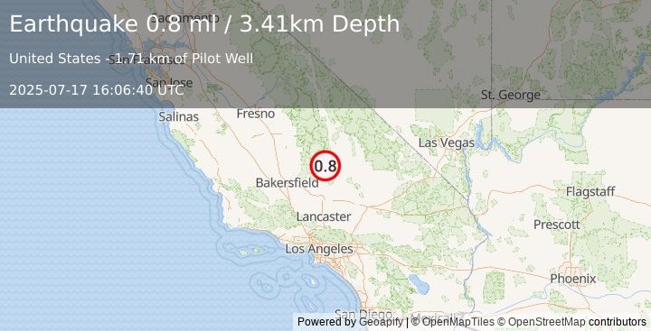 Earthquake 26 km WNW of Inyokern, CA (0.8 ml) (2025-07-17 16:06:40 UTC)