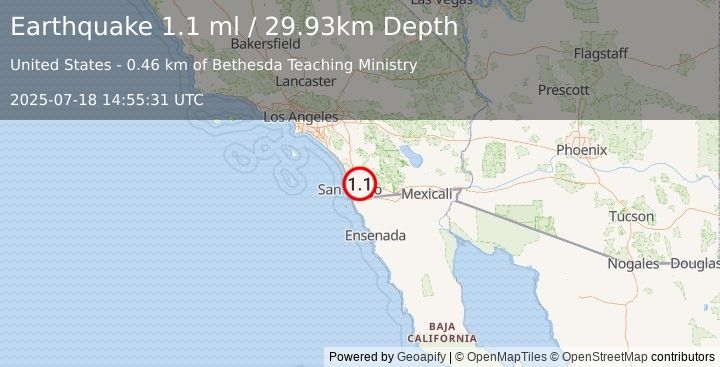 Earthquake 1 km NW of Winter Gardens, CA (1.6 ml) (2025-07-18 14:55:32 UTC)