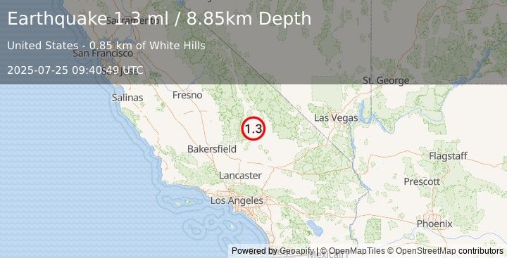 Earthquake 18 km ESE of Little Lake, CA (1.3 ml) (2025-07-25 09:40:49 UTC)