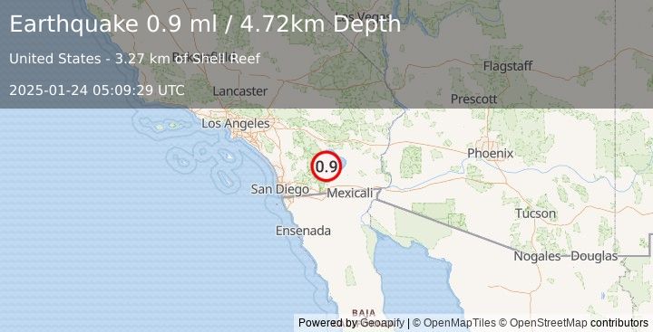 Earthquake 10 km ENE of Ocotillo Wells, CA (0.9 ml) (2025-01-24 05:09:29 UTC)