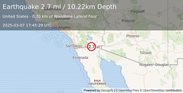 Earthquake 11 km NNW of Progreso, B.C., MX (2.6 ml) (2025-03-07 17:45:28 UTC)