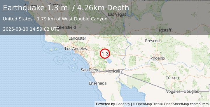 Earthquake 13 km ENE of Coachella, CA (1.3 ml) (2025-03-10 14:59:02 UTC)