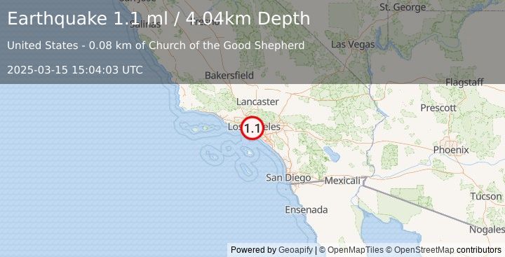 Earthquake 5 km E of View Park-Windsor Hills, CA (1.1 ml) (2025-03-15 15:04:03 UTC)