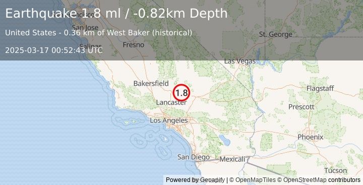 Earthquake 4 km NNW of Boron, CA (1.7 ml) (2025-03-17 00:52:44 UTC)