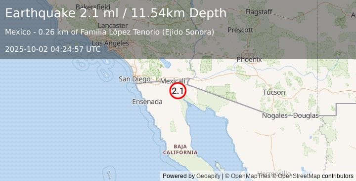 Earthquake 4 km WSW of Delta, B.C., MX (1.9 ml) (2025-10-02 04:24:58 UTC)