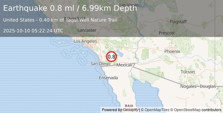 Earthquake 13 km S of Borrego Springs, CA (0.8 ml) (2025-10-10 05:22:24 UTC)