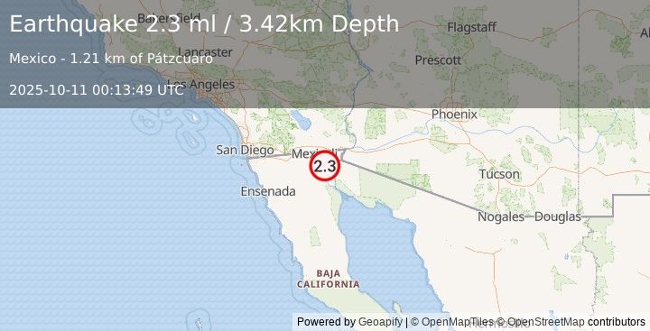 Earthquake 4 km NNW of Delta, B.C., MX (2.3 ml) (2025-10-11 00:13:49 UTC)