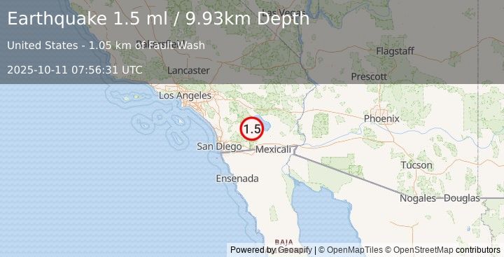 Earthquake 4 km N of Ocotillo Wells, CA (1.5 ml) (2025-10-11 07:56:31 UTC)