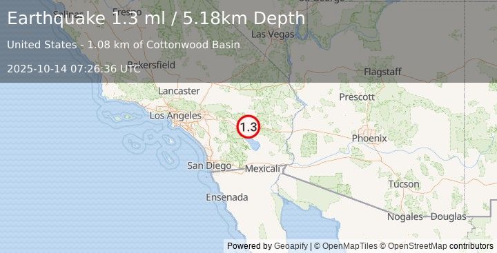 Earthquake 24 km ENE of Thermal, CA (1.3 ml) (2025-10-14 07:26:36 UTC)