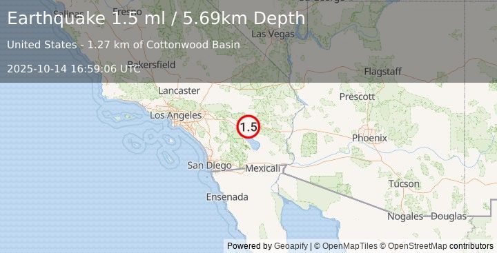 Earthquake 23 km ENE of Thermal, CA (1.5 ml) (2025-10-14 16:59:06 UTC)