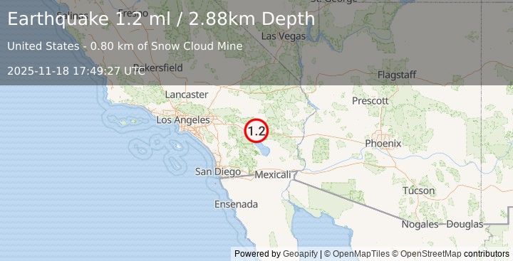 Earthquake 21 km ENE of Coachella, CA (1.2 ml) (2025-11-18 17:49:27 UTC)