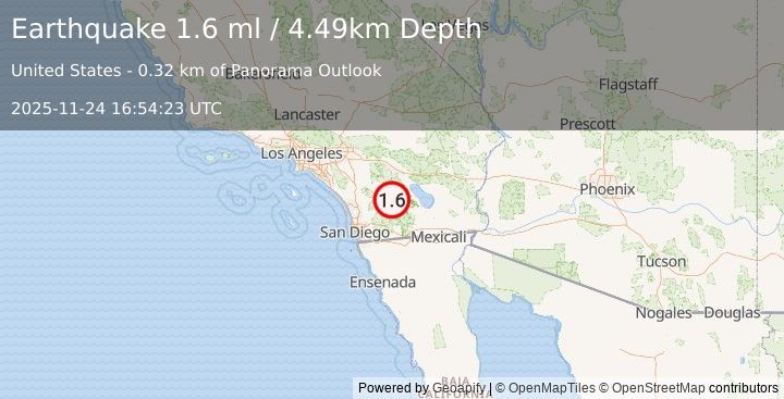 Earthquake 4 km WNW of Borrego Springs, CA (1.6 ml) (2025-11-24 16:54:23 UTC)