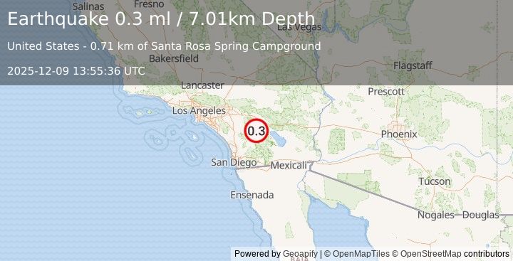 Earthquake 19 km E of Anza, CA (0.3 ml) (2025-12-09 13:55:36 UTC)