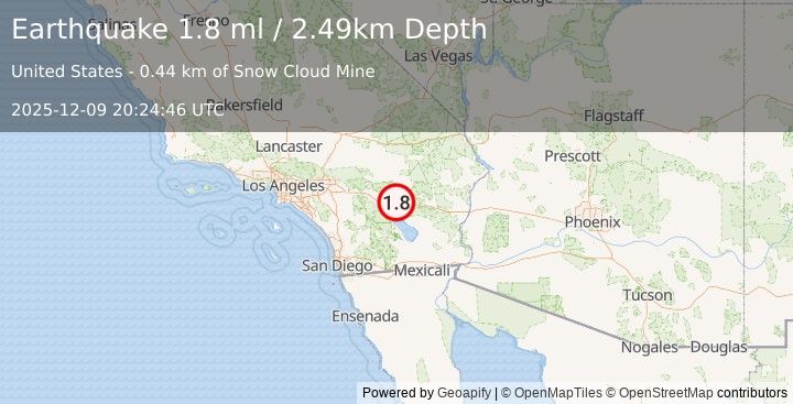 Earthquake 20 km ENE of Coachella, CA (1.8 ml) (2025-12-09 20:24:46 UTC)