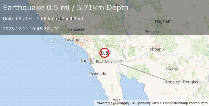 Earthquake 9 km NE of Ocotillo Wells, CA (0.5 ml) (2025-12-11 10:46:22 UTC)