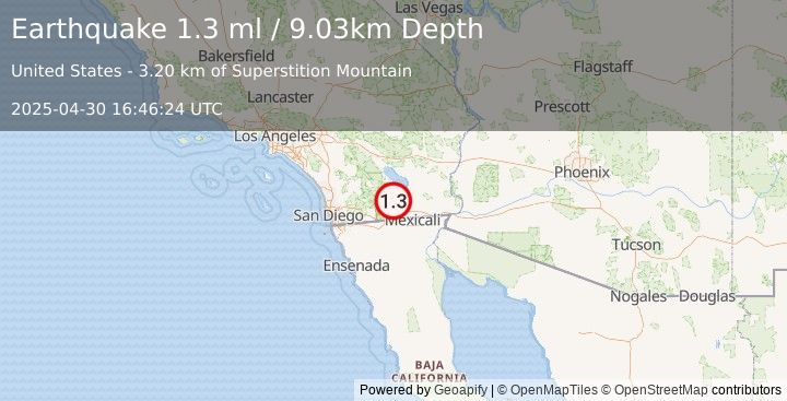 Earthquake 24 km WSW of Westmorland, CA (1.3 ml) (2025-04-30 16:46:24 UTC)