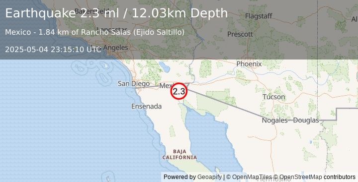 Earthquake 9 km NNE of Delta, B.C., MX (2.3 ml) (2025-05-04 23:15:10 UTC)