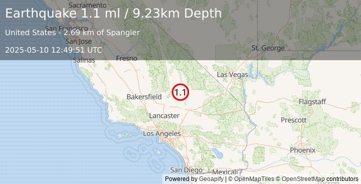 Earthquake 24 km ESE of Ridgecrest, CA (1.1 ml) (2025-05-10 12:49:51 UTC)