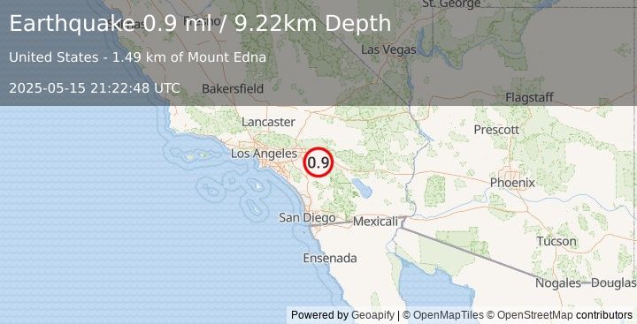 Earthquake 7 km S of Banning, CA (0.9 ml) (2025-05-15 21:22:48 UTC)