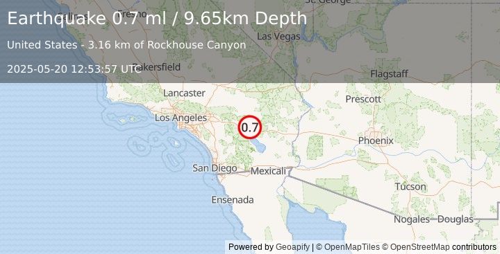 Earthquake 17 km NE of Coachella, CA (0.7 ml) (2025-05-20 12:53:57 UTC)