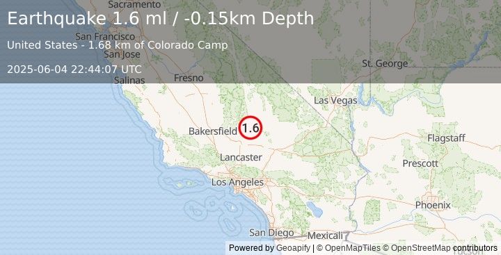 Earthquake 16 km W of Johannesburg, CA (1.5 ml) (2025-06-04 22:44:06 UTC)