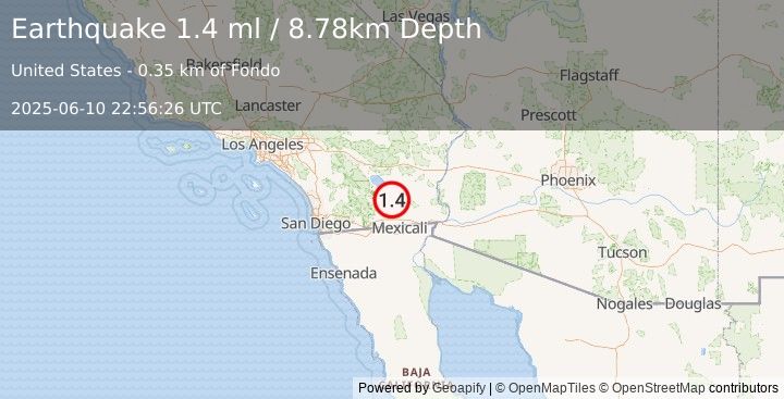 Earthquake 8 km N of Westmorland, CA (1.4 ml) (2025-06-10 22:56:26 UTC)