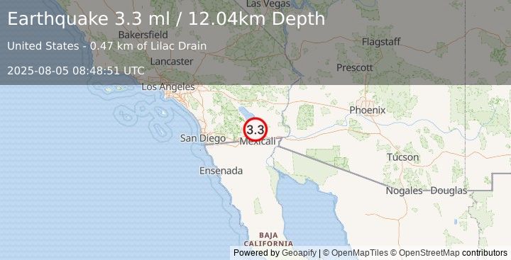 Earthquake 6 km S of Brawley, CA (3.3 ml) (2025-08-05 08:48:51 UTC)