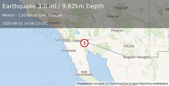Earthquake 14 km NE of Delta, B.C., MX (3.0 ml) (2025-08-31 14:58:13 UTC)