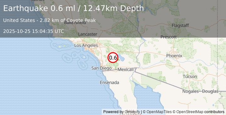 Earthquake 9 km N of Borrego Springs, CA (0.6 ml) (2025-10-25 15:04:35 UTC)