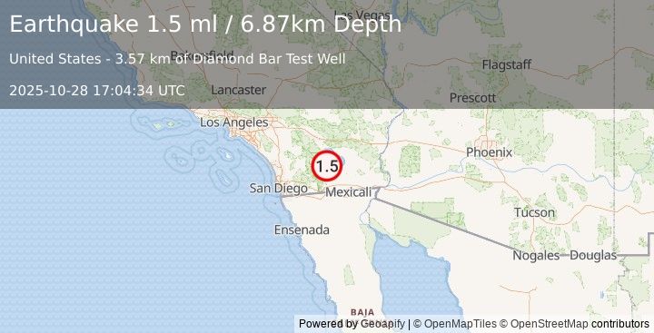 Earthquake 13 km E of Ocotillo Wells, CA (1.5 ml) (2025-10-28 17:04:34 UTC)