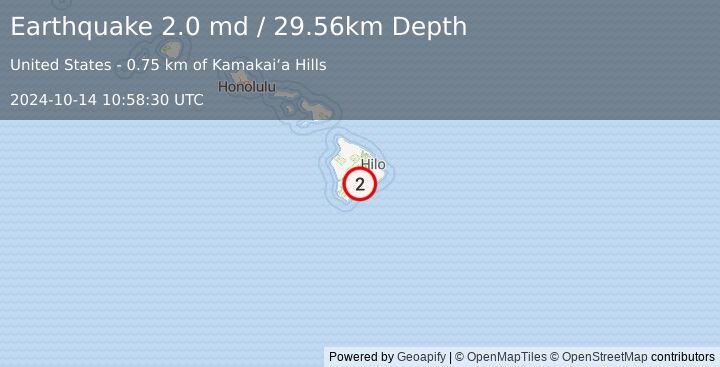 Earthquake 16 km NE of Pāhala, Hawaii (2.0 md) (2024-10-14 10:58:30 UTC)