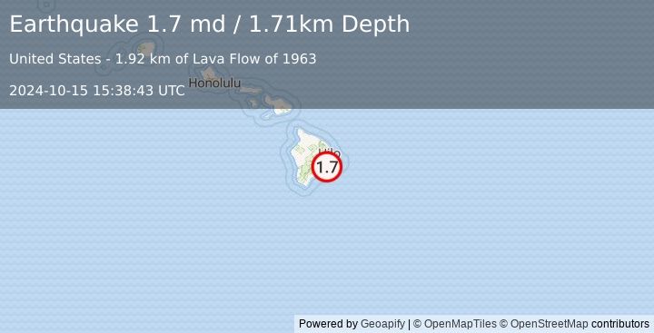 Earthquake 7 km S of Fern Forest, Hawaii (1.7 md) (2024-10-15 15:38:43 UTC)