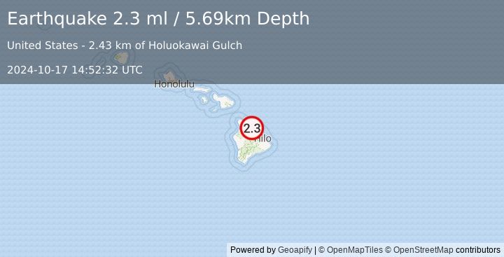 Earthquake 7 km SW of Pa‘auilo, Hawaii (2.3 ml) (2024-10-17 14:52:32 UTC)