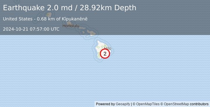 Earthquake 12 km SSW of Volcano, Hawaii (2.0 md) (2024-10-21 07:57:00 UTC)