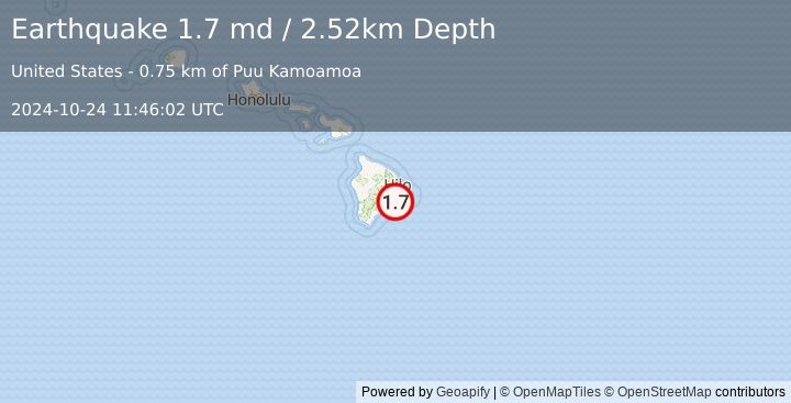 Earthquake 8 km S of Fern Forest, Hawaii (1.7 md) (2024-10-24 11:46:02 UTC)