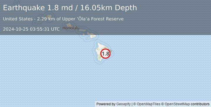 Earthquake 5 km NNW of Volcano, Hawaii (1.8 md) (2024-10-25 03:55:31 UTC)